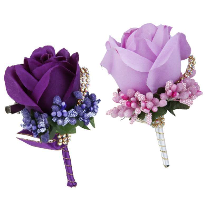 Jual Lilac Violet Crystal Rose Pins Wedding Party Corsage Boutonniere Set Online Oktober 2020 Blibli Com