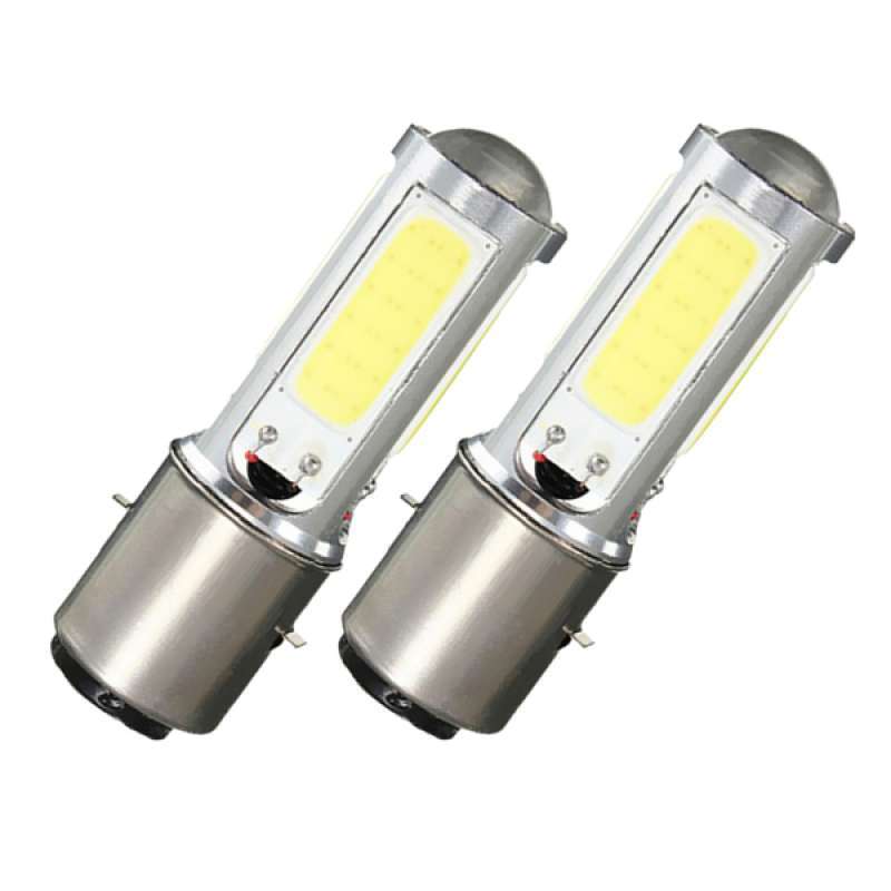 2x ba20d h6 4 cob led motorcycle bike moped scooter atv headlight bulb white