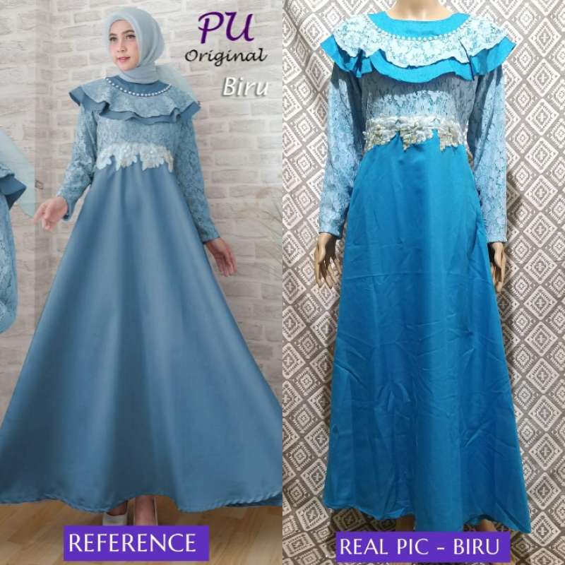 Jual Gamis Pesta Muslim Dress Brokat Ori Pu 3474 Liane Murah Mei 2021 Blibli