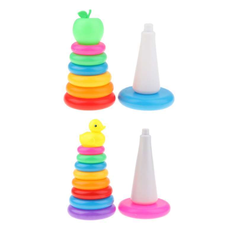 2x Colorful Stacking & Nesting Rings Playset Kids Educational Toy Gift 
