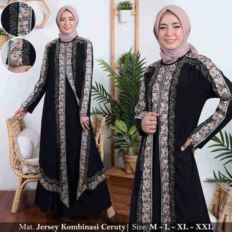 Jual Abaya Turkey Abaya Arab Hitam Jersey Mix Ceruty Bordir Mote Swarosky Turkey Model Terbaru Murah Mei 2021 Blibli