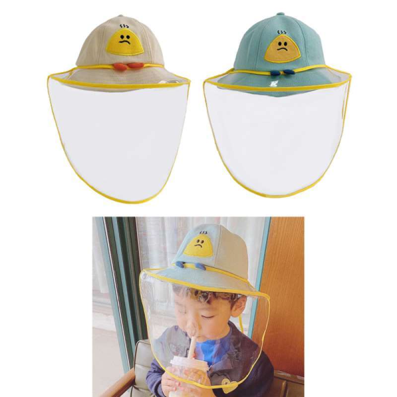 UV Protection Hat For Kids Blue+Beige 