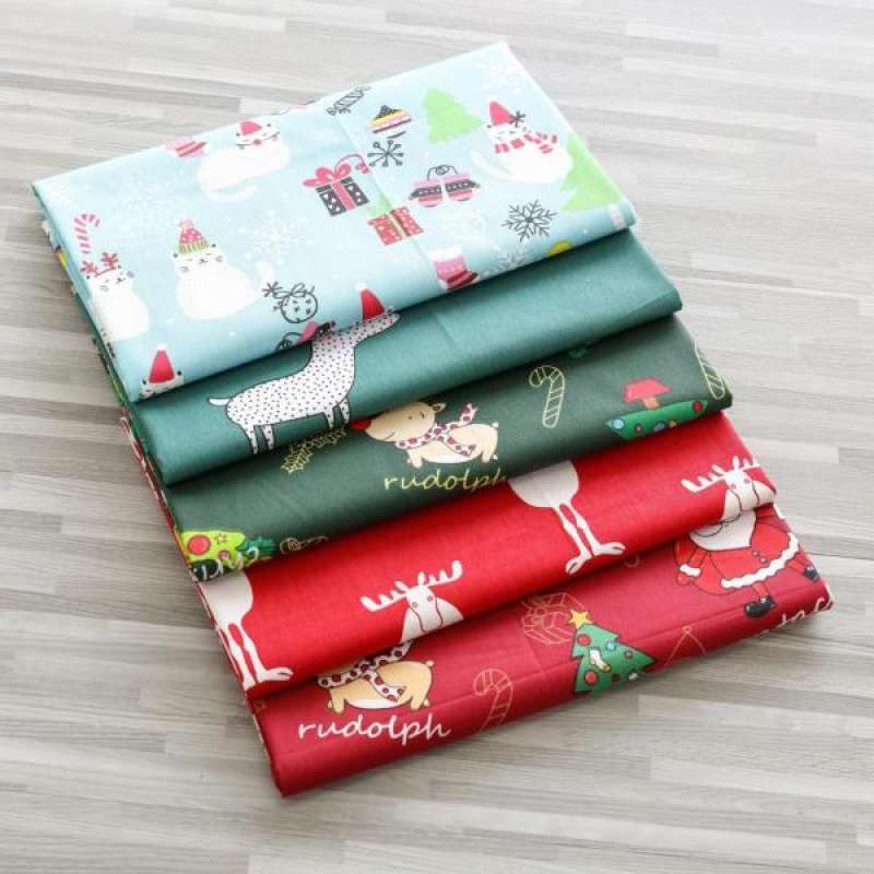 Jual Christmas Printing Pattern Cloth Natural Cotton Linen Fabric Sewing Diy Crafts Online Mei 2021 Blibli