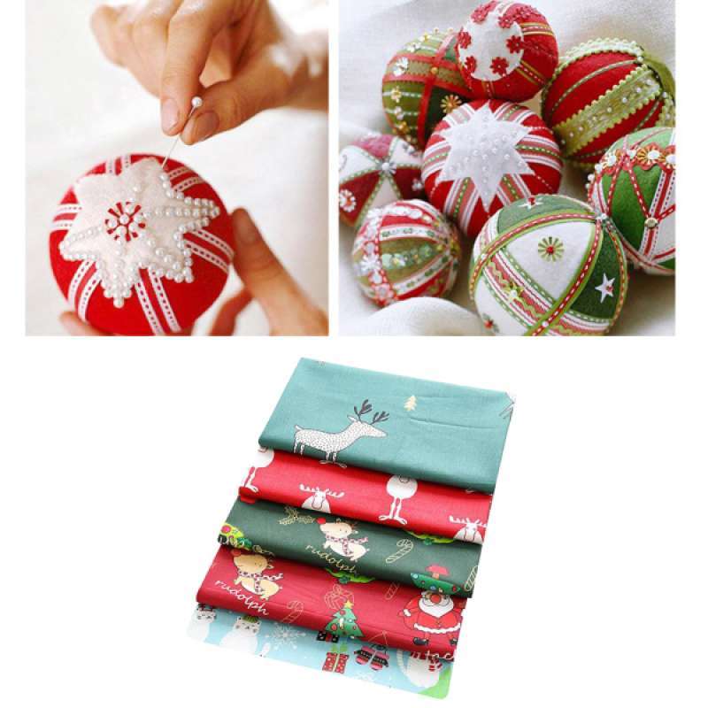 Christmas Printing Pattern Cloth Natural Cotton Linen Fabric Sewing DIY