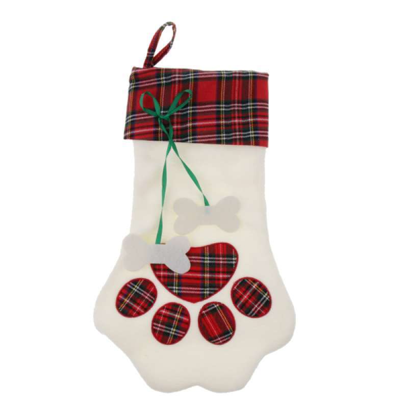 Jual Christmas Stockings Dogs Cat Paw Plaid Socks Gifts Bags Holders Christmas Decor Online Oktober 2020 Blibli Com