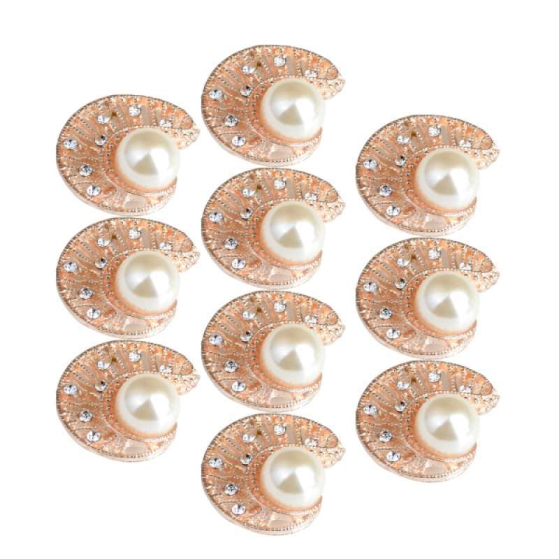 4x Pearl Metal Insect Shape Craft Buttons Flatback Rhinestone Embellishments 