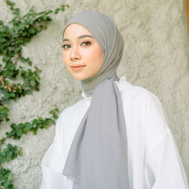 Promo Dira Eyelash Shawl Pashmina Katun Bordir Pinggir Grey