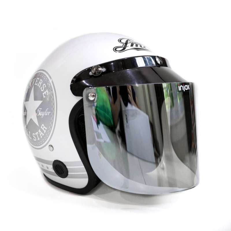 Jual Helm Bogo Retro Kaca Datar Converse Silver Sni Putih Online April 2021 Blibli