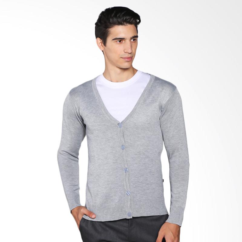 VM Sweater Rajut Polos Cardigan - Abu Muda