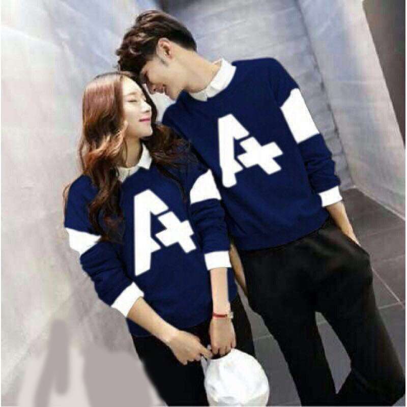 Jual Baju Couple Lengan Panjang Sweater Babyterry Kapelan Pacar Couple A Navy Online Februari 2021 Blibli