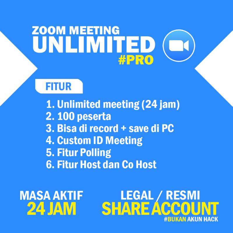 Jual Sewa Zoom Meeting Pro Account Harian Unlimited Meeting Time Murah Mei 2021 Blibli 