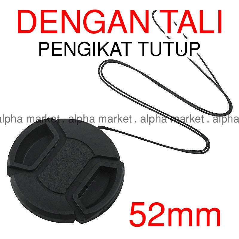 tutup depan front lens cap lensa filter ukuran 52mm 52 mm nikon kit 18 55mm fix 50mm f1 4 canon 40mm f2 8 50mm f1 8 fujinon 35mm f1 4