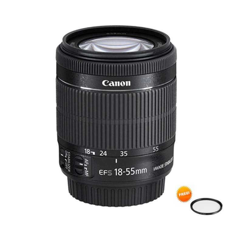 canon ef s 18 55mm f 3 5 5 6 is stm lensa kamera free filter uv