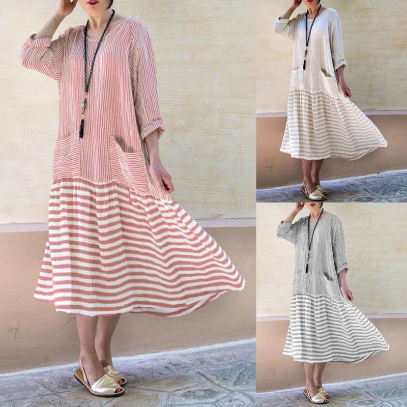 Jual Bluelans Casual Striped Plus Size 