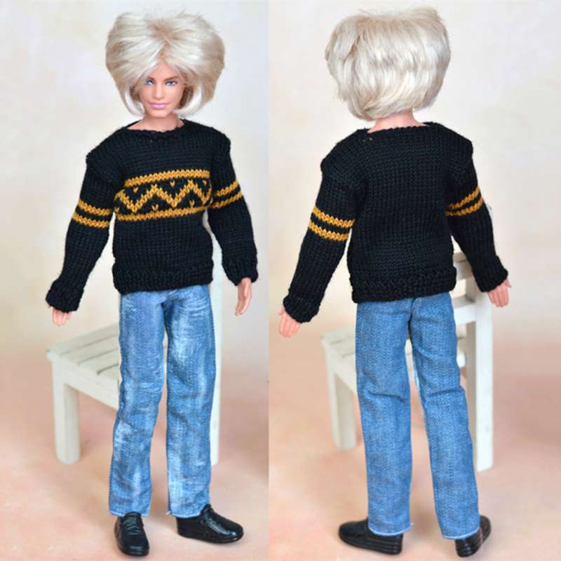 Handmade doll clothes sweater for 12" Ken dolls