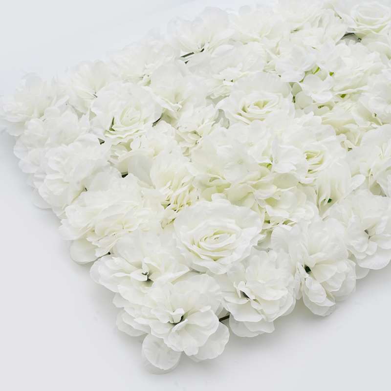 20pcs Artificial Rose Hydrangea Flower Wall Panels Wedding Venue Decor Cream 