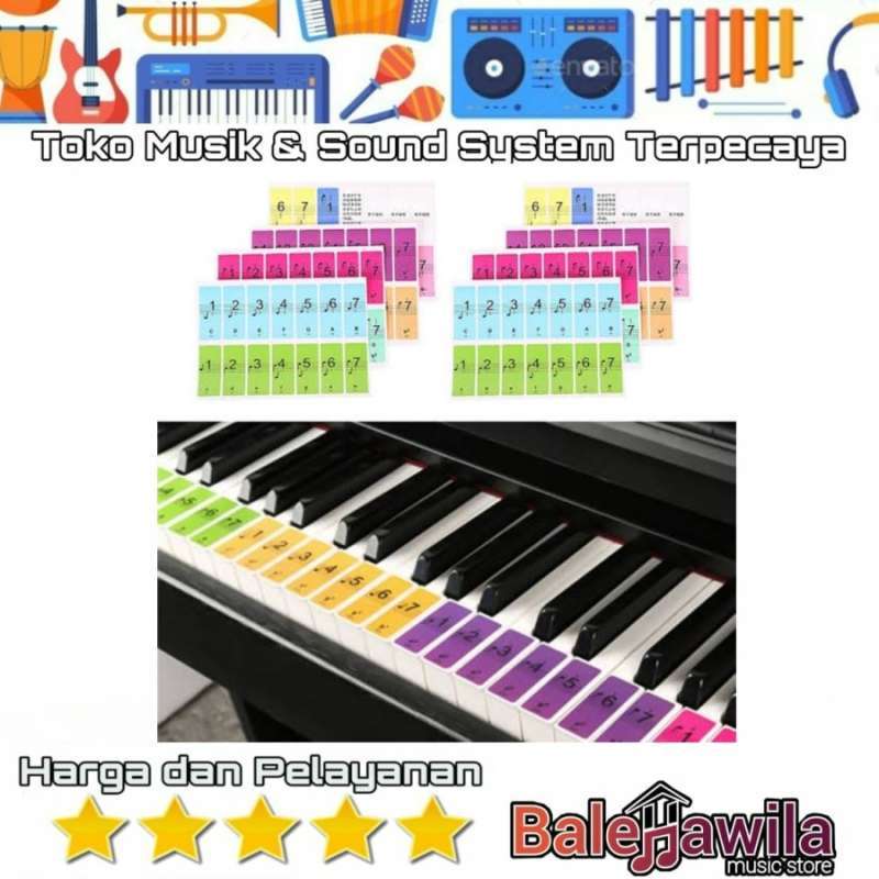 Sticker Tuts Belajar Tangga Nada Keyboard Piano 37 - 88 keys 1 SET