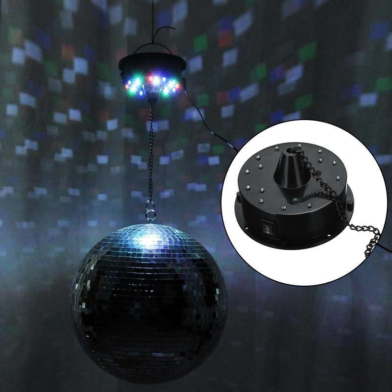 sound control 18 led lights glass rotating mirror disco ball motor mirror reflection ball hanging for disco dj party light