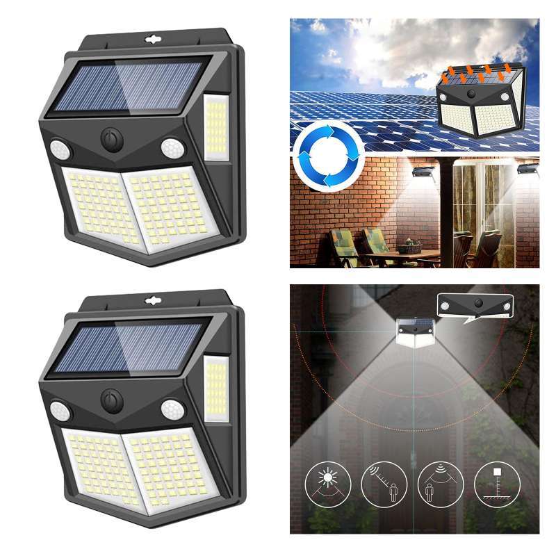 oem solar led door wall lights outdoor garden security lamp motion sensor ip65 watproof 2 pcs