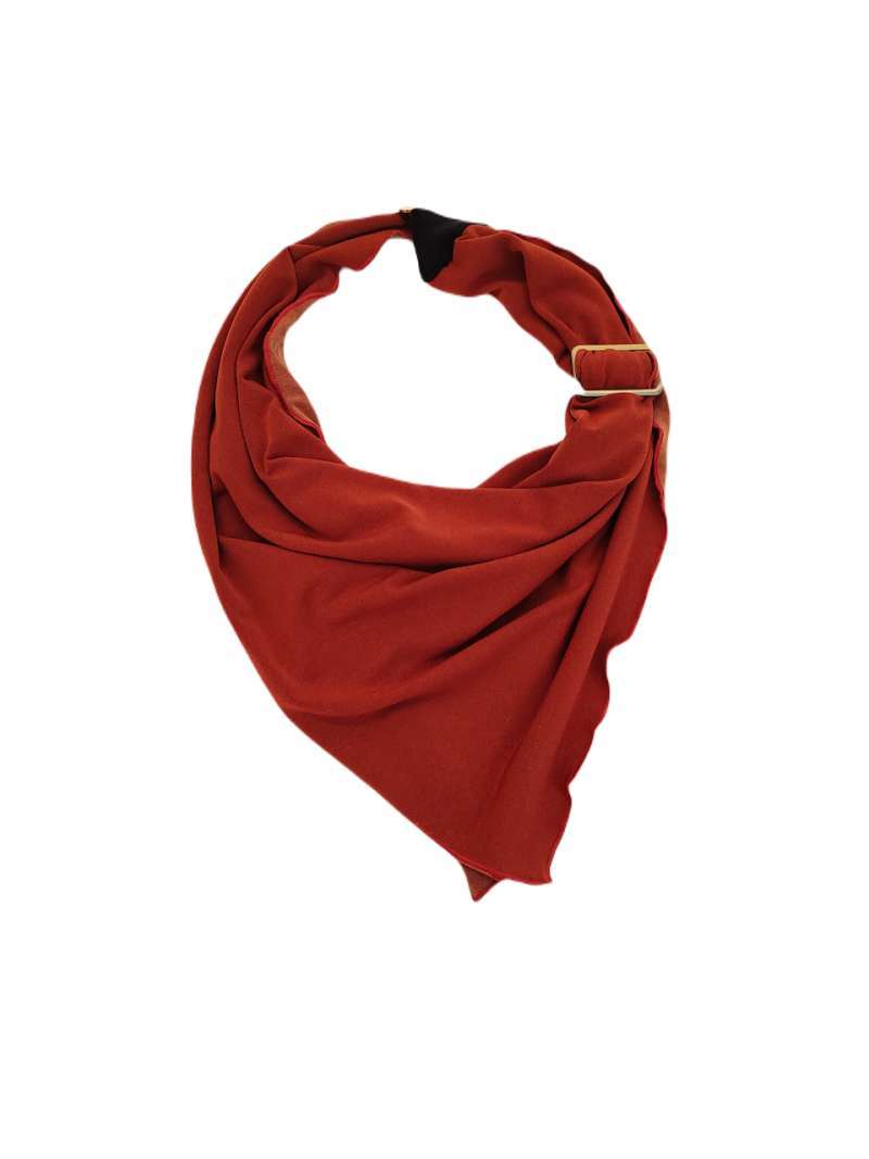 Syal Leher Scarf Segitiga Korea Syal Kecil Jersey Kotak Bolak Balik GESYAL  Free Gesper Coklat Tone