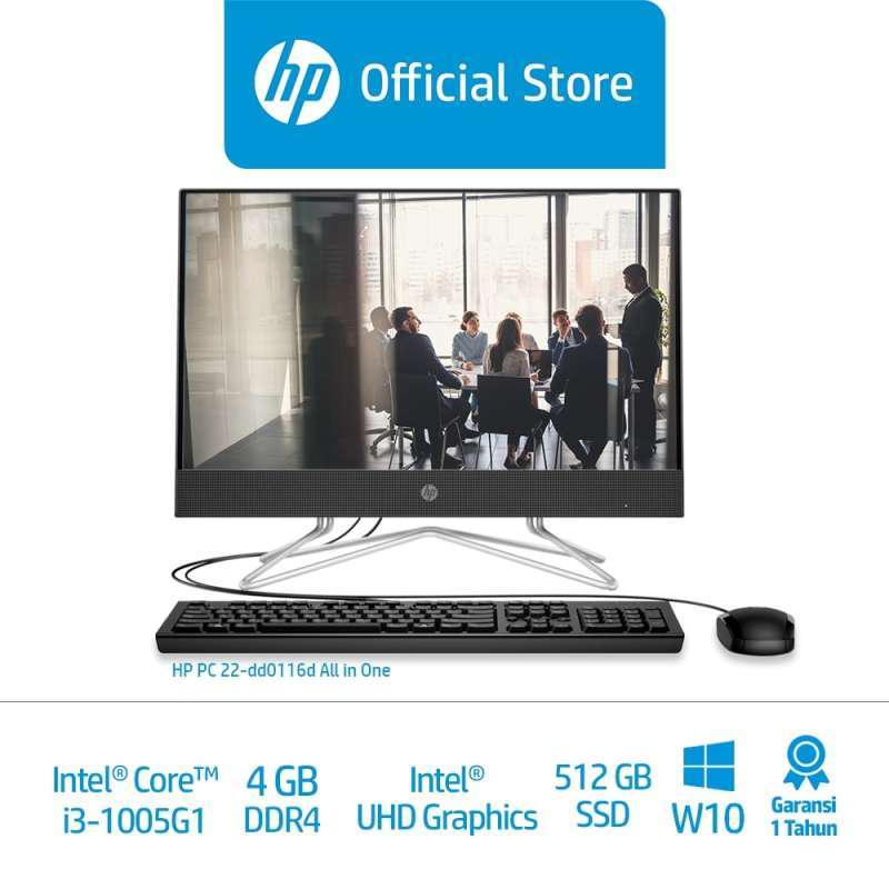 hp pc 22 dd0116d all in one desktop pc 9ej06aa 21 5 intel core i3 1005g1 4gb 512gb w10