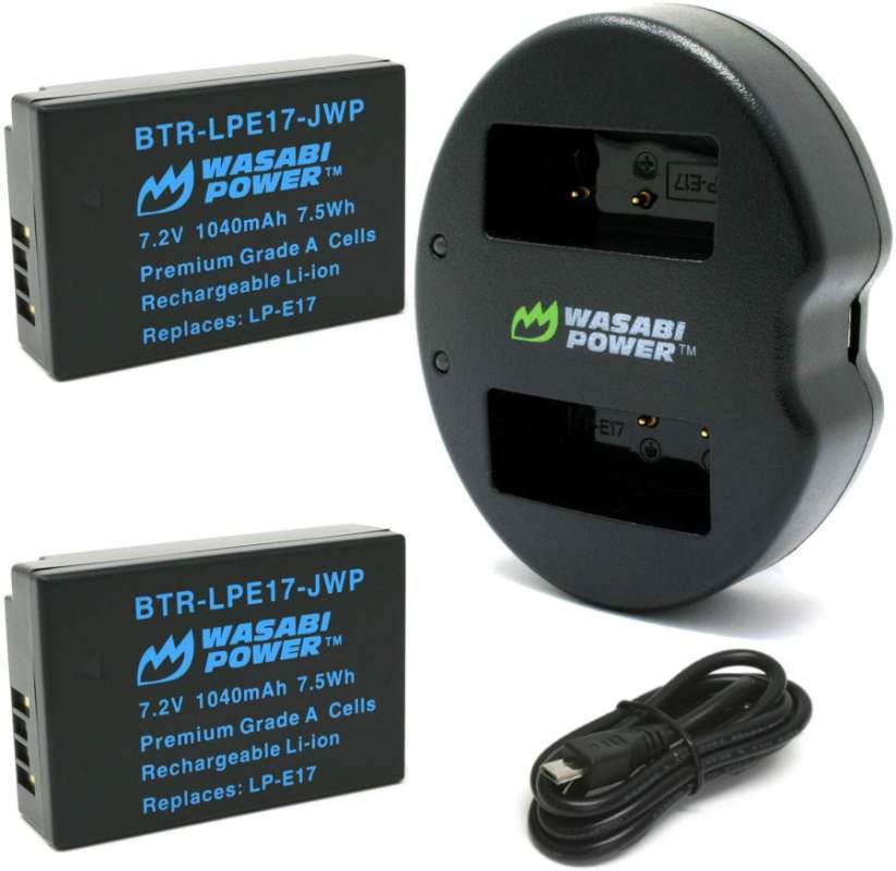 wasabi power battery canon lp e17 2 pack dual charger