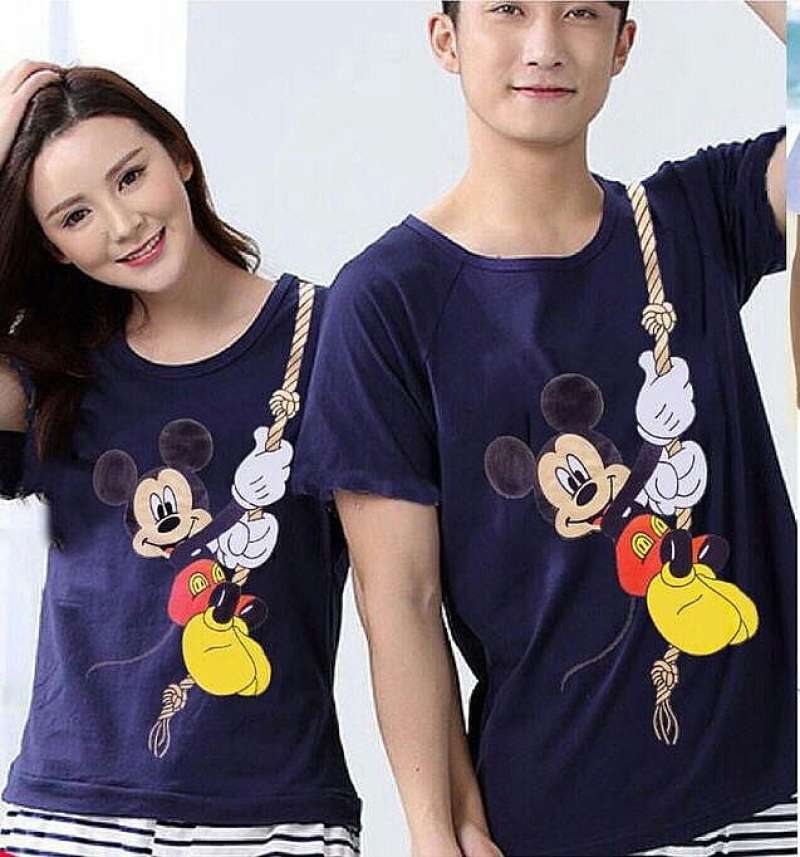 Jual Kaos Couple Pasangan Remaja Kapelan Pacar Kaos Cople Kople Baju Cauple Kopel Tali Mickey Navy 11169 Murah Mei 2021 Blibli