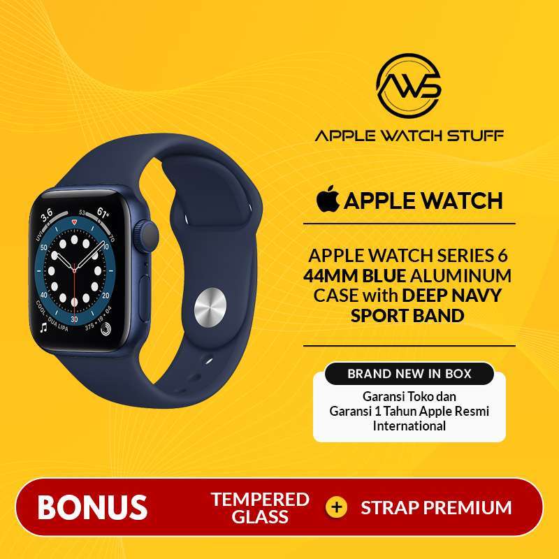 Jual Apple Watch Series 6 44mm Blue Aluminium Case with Deep Navy Sport  band (GPS) - BLUE di Seller Apple Watch Stuff Official Store - Kota Jakarta  Barat, DKI Jakarta | Blibli