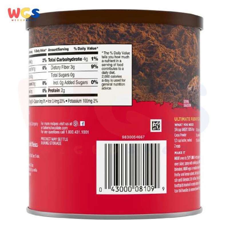Jual Baker's 100% Pure Natural Unsweetened Cocoa Powder 8oz ...