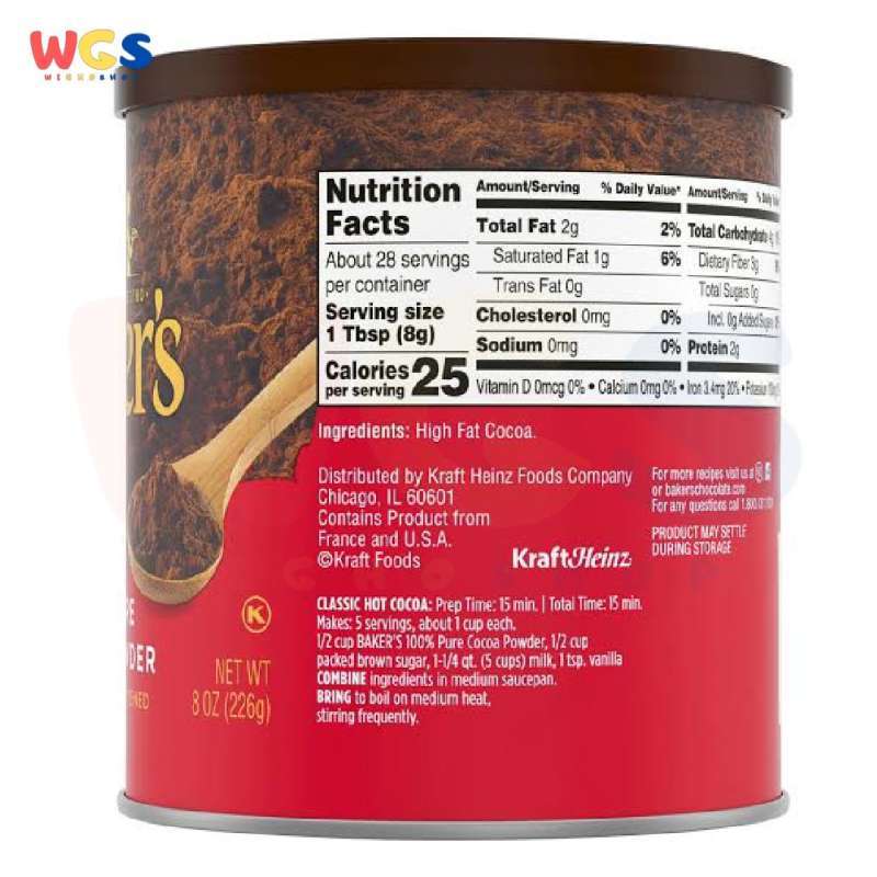 Jual Baker's 100% Pure Natural Unsweetened Cocoa Powder 8oz ...