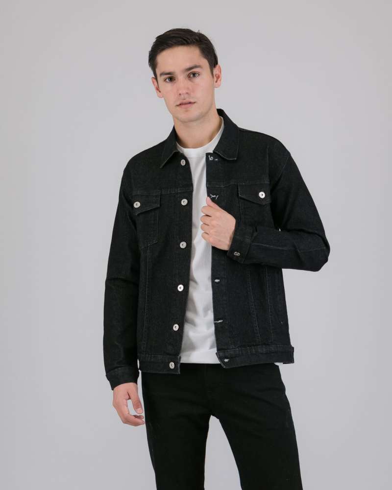 JAKET PRIA Waze Denim Jacket Black 