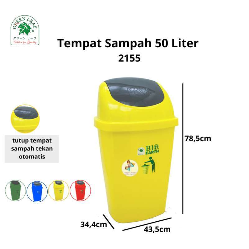 Jual Green Leaf Tempat Sampah Bio Dustbin 50 Liter 2155 Kuning