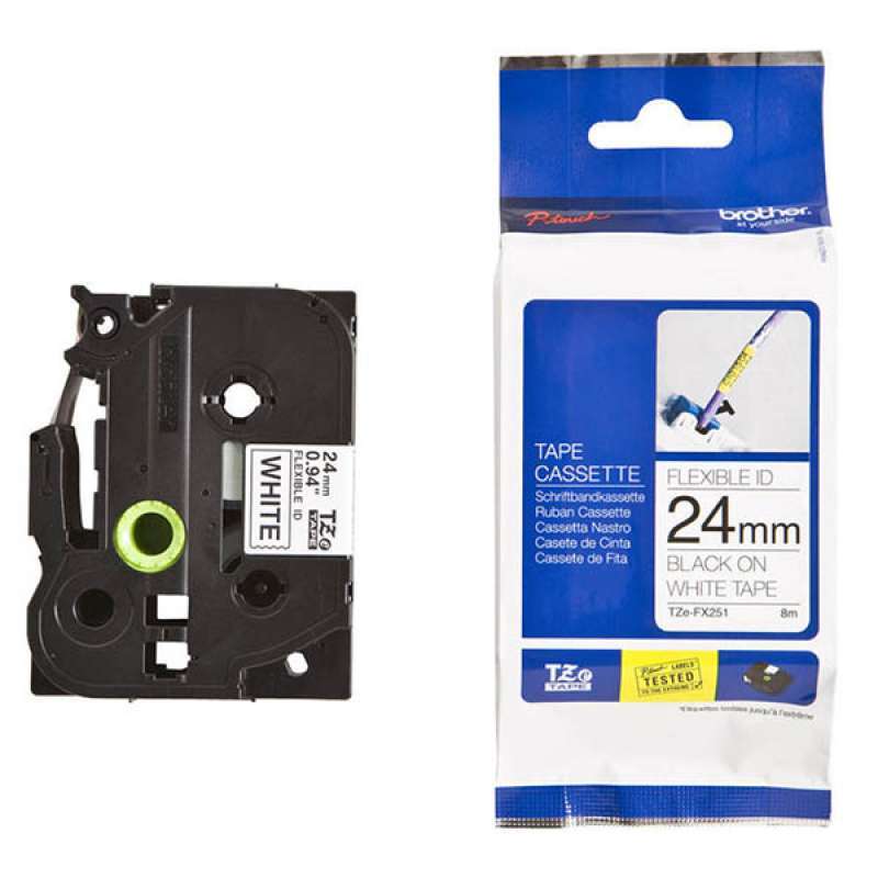 Jual Brother Label Tape TZe-FX251 24MM Black On White di ...
