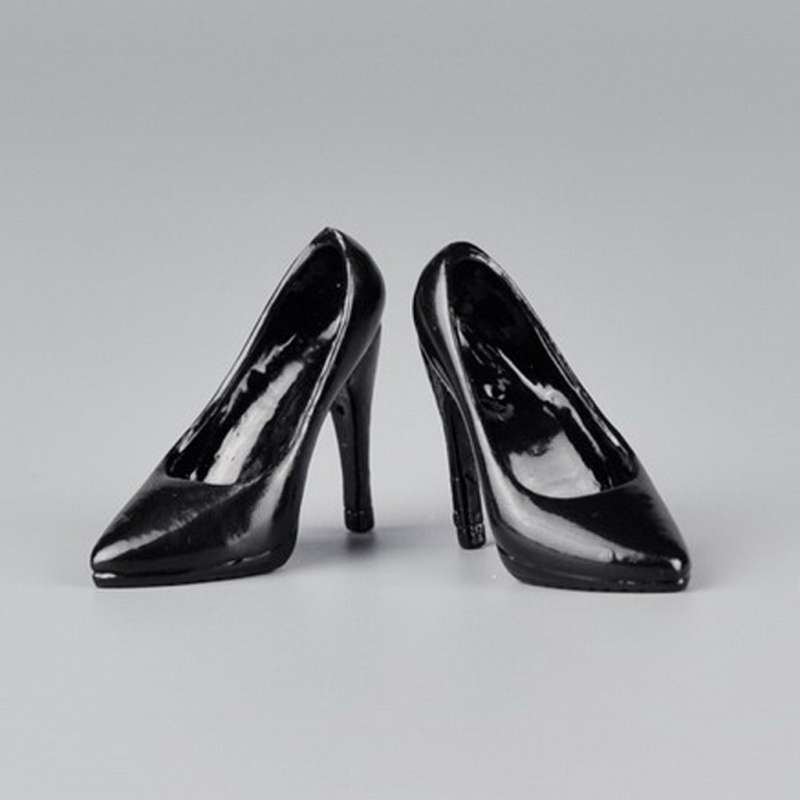 Female Glossy Black High Heel Shoes 