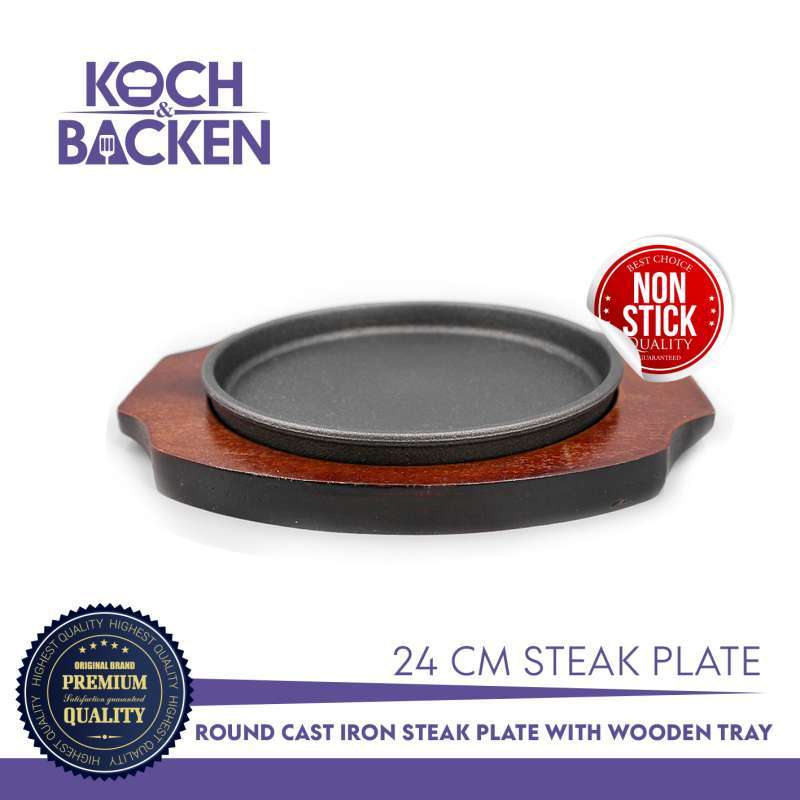 Jual Koch Backen Premium Cast Iron Round Steak Plate With Wooden Tray Di Er Official Kota Jakarta Barat Dki Blibli Premium Cast Iron Round Steak Plate, 24 Round Wooden Tray
