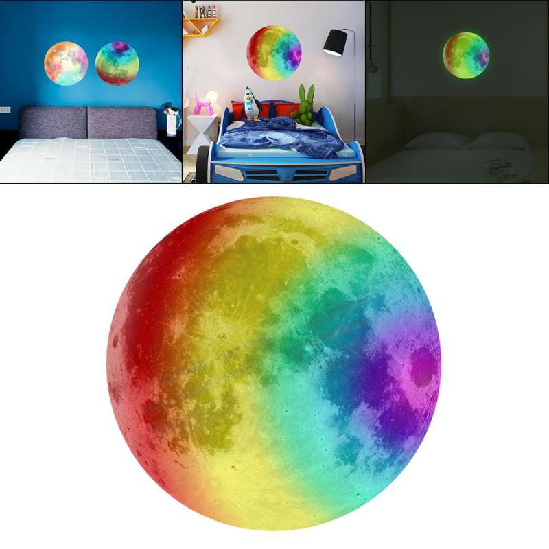 full moon wall sticker astronomy space themed decal for kid bedroom rainbow