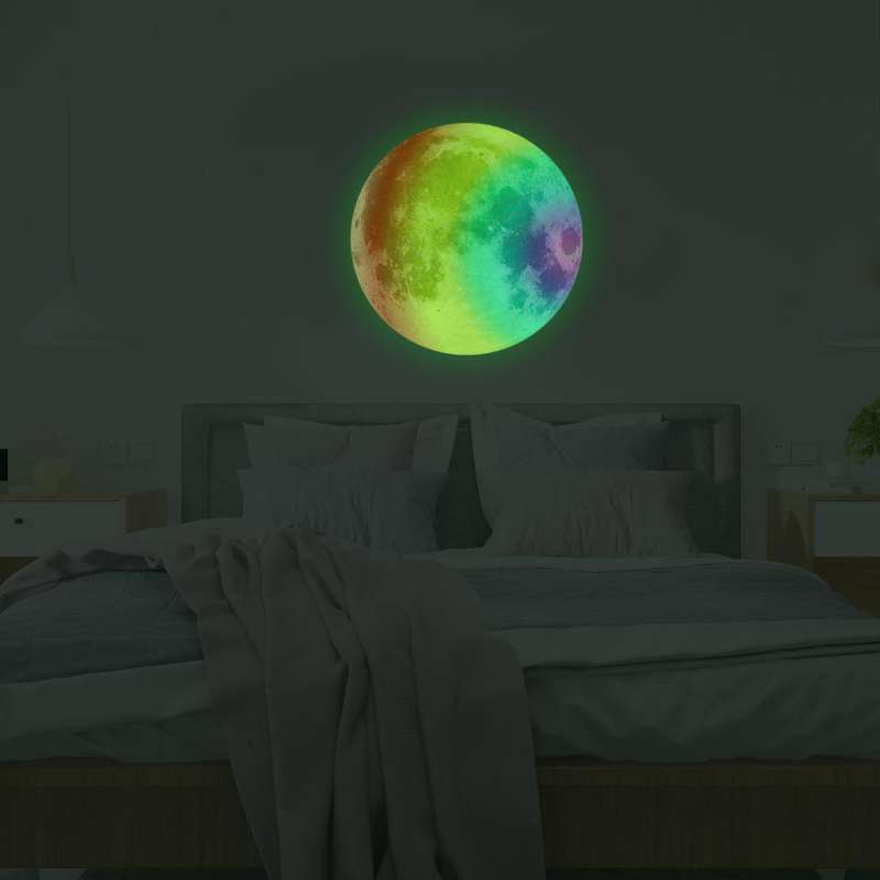 full moon wall sticker astronomy space themed decal for kid bedroom rainbow