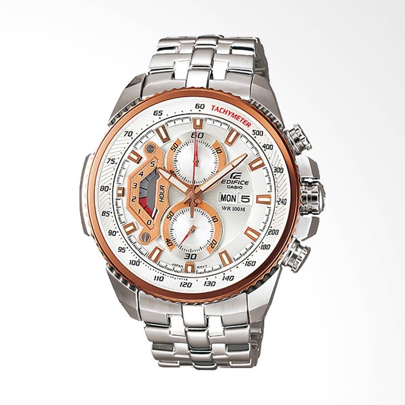 Casio Edifice Chronograph Bahan Tali Stainless Steel Tachymeter Jam Tangan Pria - Silver EF-558D-7AVUDF