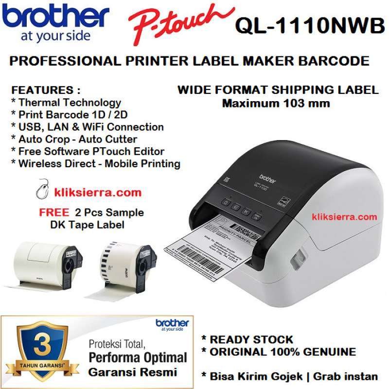 BROTHER QL-1110NWB PTouch Printer Label Barcode QL1110 NWB +WiFi Garansi  Resmi 3 Tahun