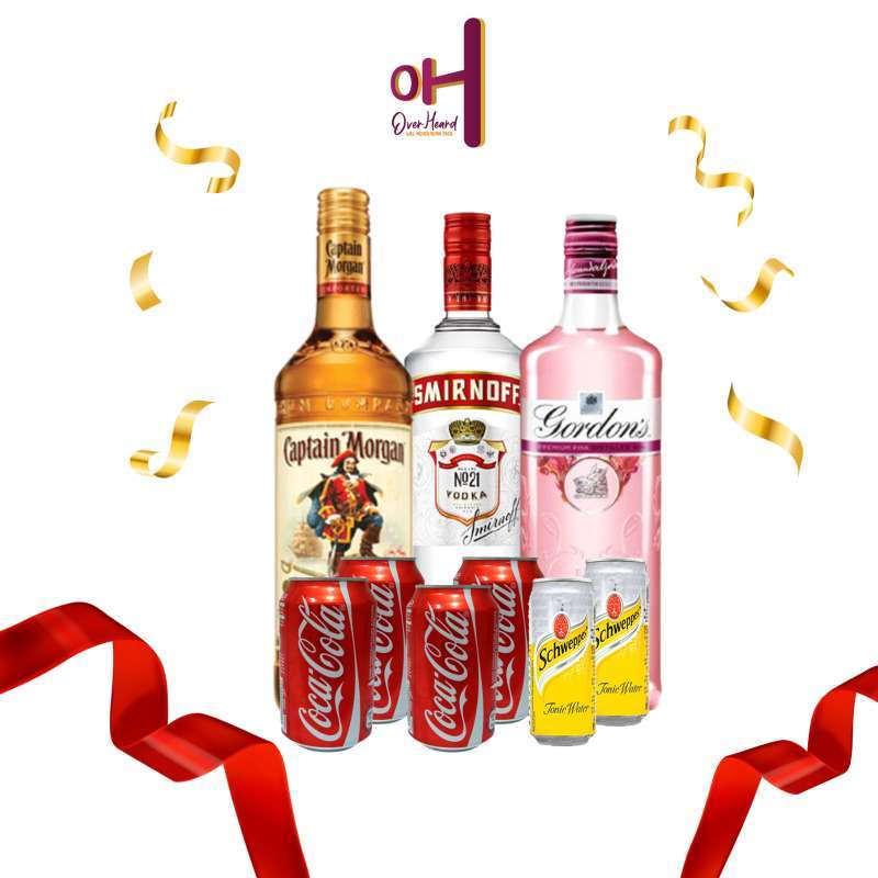 Jual (PROMO) Smirnoff Red Vodka + Gordon's Pink Gin + Captain Morgan Spiced  Gold + 4 Coca Cola + 2 Tonic Water di Seller OVER HEARD - Cihuni, Kab.  Tangerang | Blibli