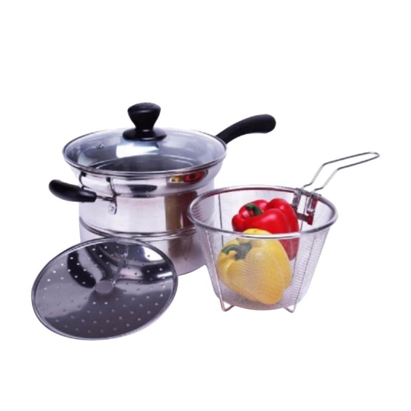 Jual Gcc Panci Deep Fryer Korea Stock Pot 3in1 Set Peralatan Memasak Silver Brown Online September 2020 Blibli Com
