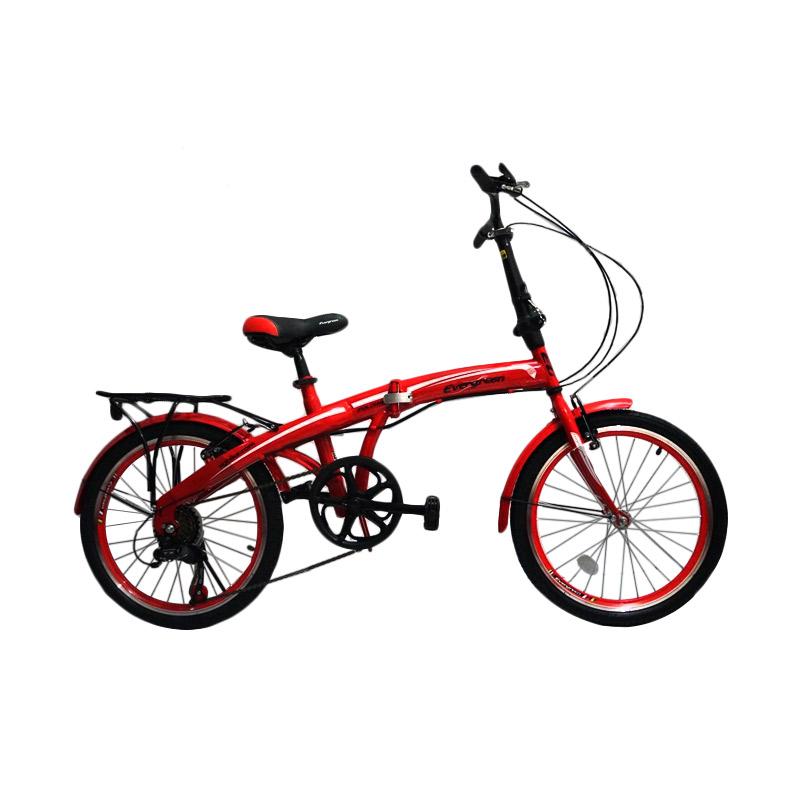 Jual Evergreen Folding Bike Sepeda Lipat Merah 20 Inch Murah