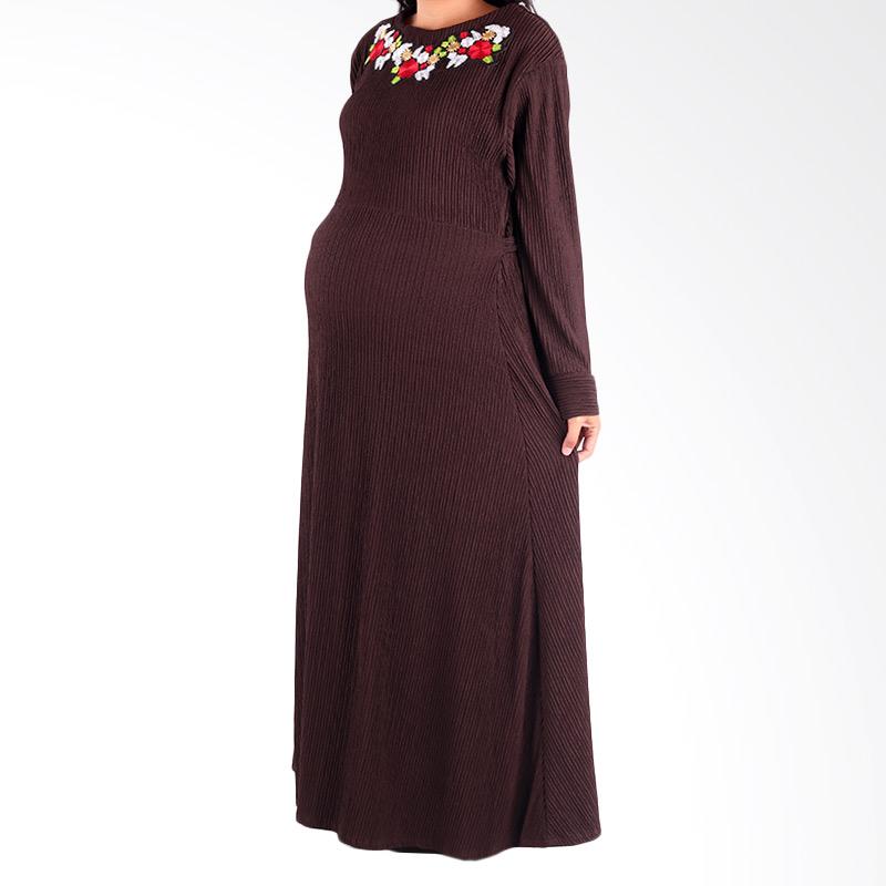 Jual Hmill D1268 Gamis Ibu Hamil Dan Menyusui Coklat Online