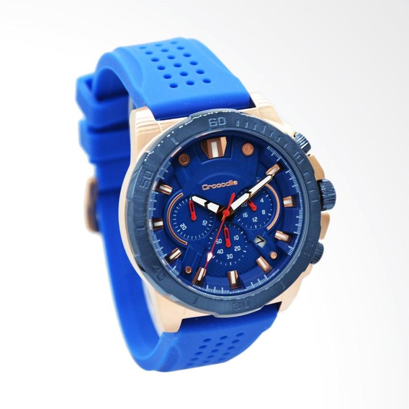 Crocodile Chronograph Analog Rubber Jam Tangan Pria Biru [CM-010D34C]