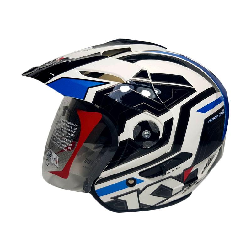 Jual KYT Venom RR 2 Motif 3 Double Visor Helm Half Face White