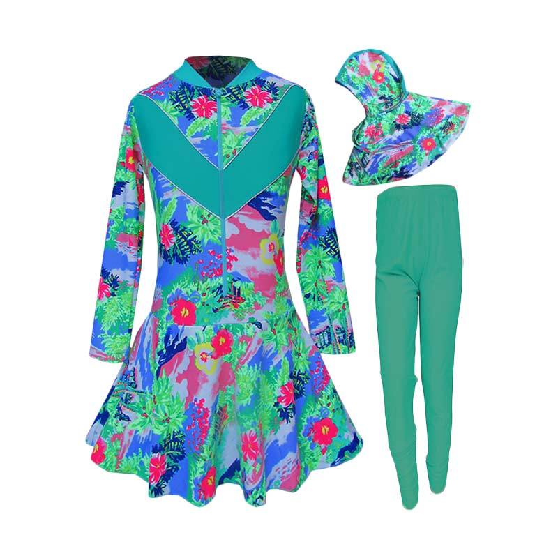 Jual Rainy Collections Motif Pantai Baju Renang Anak Muslim Hijau