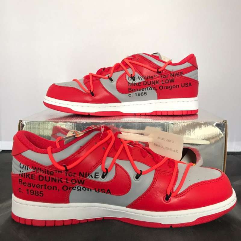 red sb dunks off white