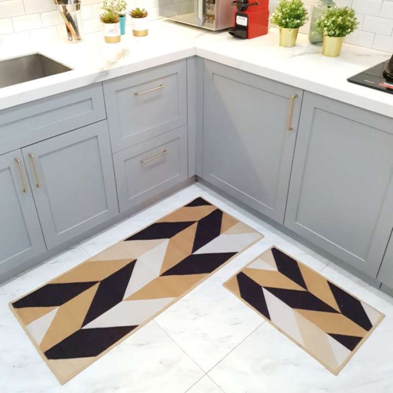 Gratis Ongkir (Sale Mini Set) 2 Pcs Keset Dapur Minimalis (40X60 & 50X120  Cm) - D