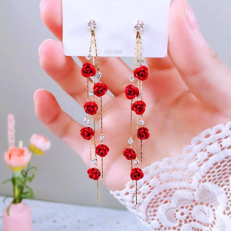 Fairuz Statement Earrings Ruby Red Rose Gold By Jaipur Rose Luxury Indian  Jewelry Online | Jaipur Rose