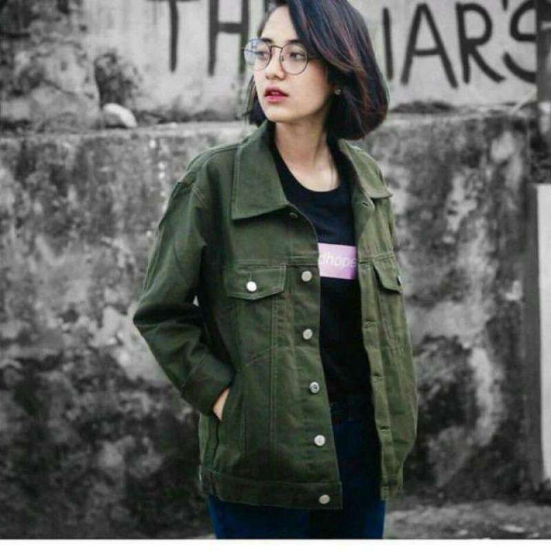 Jaket denim army best sale